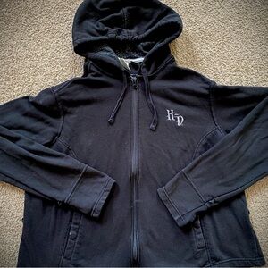 Harley Davidson Women’s Black Zip Up Jacket 2XL (2W) Thumb Holes Designer Biker